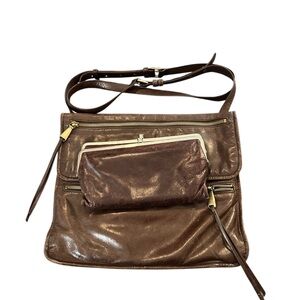 HOBO Brown Leather Crossbody Bag and matching clutch